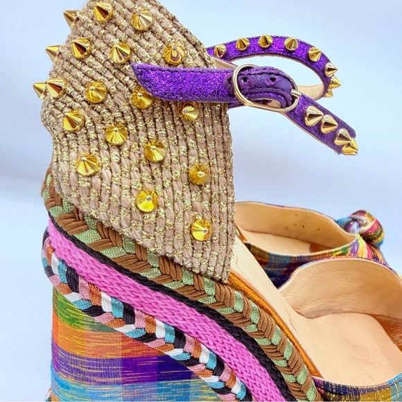 Christian Louboutin Madcarina Vibrant Multicolor Wedges - Picture 9 of 16